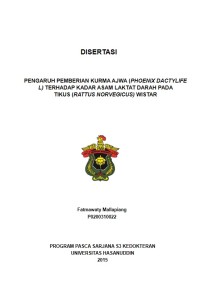 Image of PENGARUH PEMBERIAN KURMA AJWA (PHOENIX DACTYLIFEL) TERHADAP KADAR ASAM LAKTAT DARAH PADA TIKUS (RATTUS NORVEGICUS) WISTAR